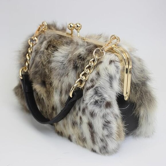 Neiman Marcus Elegant Lynx Stripe Print Handbag - Picture 7 of 8